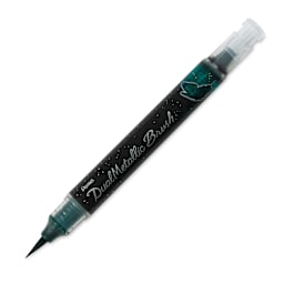 Pentel Arts Dual Metallic Brush Pen - Green/Metallic Blue (with cap off)