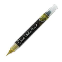 Pentel Arts Dual Metallic Brush Pen - Gold (with cap off)