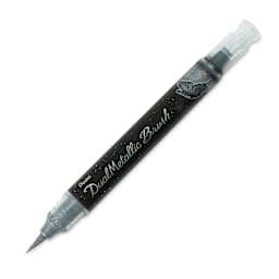 Pentel Arts Dual Metallic Brush Pen - Silver (cap off)