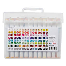 Kingart Pro Double-Ended Art Alcohol Markers - Vivid Assortment, Set of 120, back fo the packaging