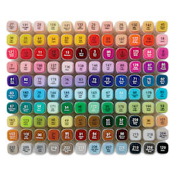 Kingart Pro Double-Ended Art Alcohol Markers - Vivid Assortment, Set of 120, top of the marker cap shown