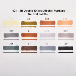 Kingart Pro Double-Ended Art Alcohol Markers - Neutral Palette, Set of 12, color swatch