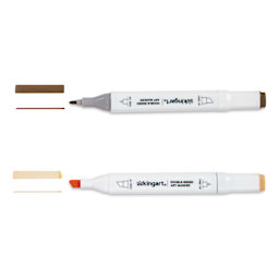 Kingart Pro Double-Ended Art Alcohol Markers - Neutral Palette, Set of 12, markers with caps off