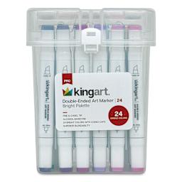 Kingart Pro Double-Ended Art Alcohol Markers - Bright, Set of 24