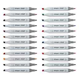 Kingart Pro Double-Ended Art Alcohol Markers - Bright, Set of 24 (included markers)