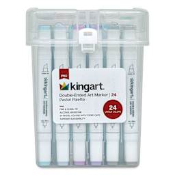 Kingart Pro Double-Ended Art Alcohol Markers - Pastel, Set of 24