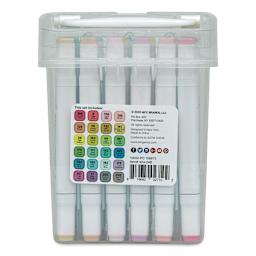Kingart Pro Double-Ended Art Alcohol Markers - Pastel, Set of 24 (back of package)