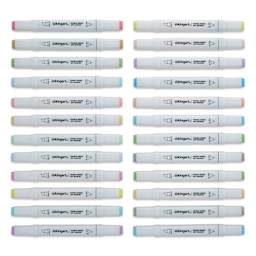 Kingart Pro Double-Ended Art Alcohol Markers - Pastel, Set of 24 (set contents)