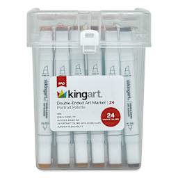 Kingart Pro Double-Ended Art Alcohol Markers - Portrait, Set of 24