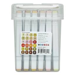 Kingart Pro Double-Ended Art Alcohol Markers - Portrait, Set of 24 (back of package)