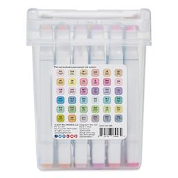 Kingart Pro Double-Ended Art Alcohol Markers - Pastel Palette, Set of 36 - back of packaging