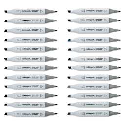 Kingart Pro Double-Ended Art Alcohol Markers - Grey Tones, Set of 24 (included markers)