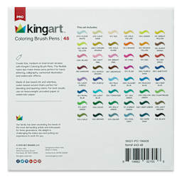 Kingart Pro Coloring Brush Pens - Set of 48 (back of package)
