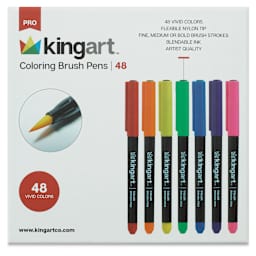 Kingart Pro Coloring Brush Pens - Set of 48 (front of package)