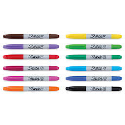 Sharpie Brush Twin Tip Markers - Assorted, Set of 12