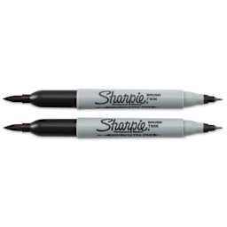Sharpie Brush Twin Tip Markers - Black, Set of 2 (with caps removed)