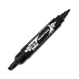 Tombow Mono Twin Permanent Marker - Black, Bold Tip (marker with caps off)