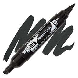 Tombow Mono Twin Permanent Marker - Black, Bold Tip marker and swatch