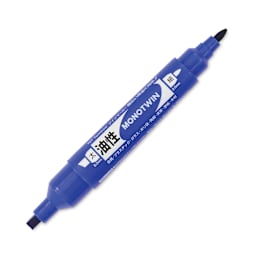Tombow Mono Twin Permanent Marker - Blue, Bold Tip (marker with caps off)
