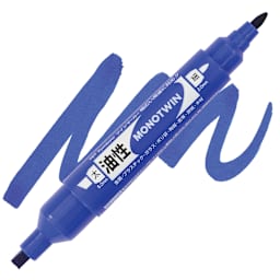 Tombow Mono Twin Permanent Marker - Blue, Bold Tip marker and swatch