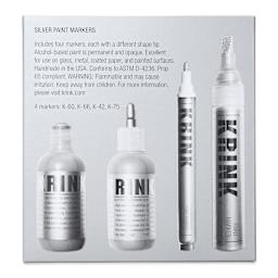 Krink Silver Permanent Ink Markers - Set of 4 (back of packaging)