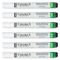 Pebeo Colorex Empty Markers - Set of 6, laid out cap on