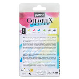 Pebeo Colorex Refillable Markers - Set of 6, Essentials, back of packaging