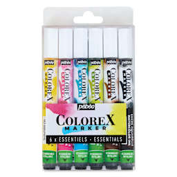 Pebeo Colorex Refillable Markers - Set of 6, Essentials, front of packaging