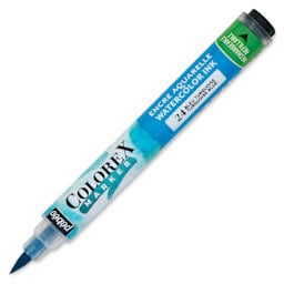 Pebeo Colorex Refillable Marker - Turquoise Blue, cap off