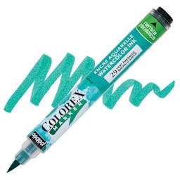 Pebeo Colorex Refillable Marker - Emerald Green marker and swatch