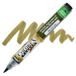 Pebeo Colorex Refillable Marker - Vert Olive, marker and swatch