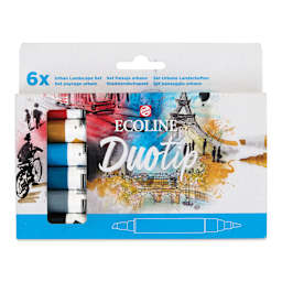 Royal Talens Ecoline DuoTip Markers - Urban Landscape, Set of 6 front of box