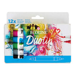 Royal Talens Ecoline DuoTip Markers - Basic, Set of 12 front of package