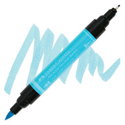 Faber-Castell Pitt Artist Pen Dual Tip Marker - Light Cobalt Turquoise 154 marker and swatch