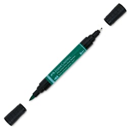 Faber-Castell Pitt Artist Pen Dual Tip Marker - Dark Phthalo Green 164 with caps off