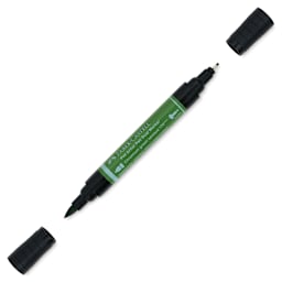 Faber-Castell Pitt Artist Pen Dual Tip Marker - Chrome Green Opaque 174 with lids off