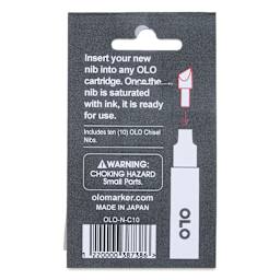 Olo Nib Replacements - Chisel-Tip, Pkg of 5 back of package