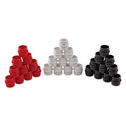 Packages of 10 Olo Connector Rings available in three colors.