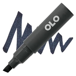 Olo Chisel-Tip Half Marker - BK Blue Black marker and swatch