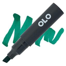 Olo Chisel-Tip Half Marker - G0.6 Emerald - Marker and Swatch