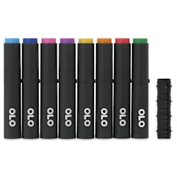 Olo Chisel Dual-Tip Markers - Set of 8, Basic, caps on