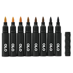 Olo Brush Dual-Tip Markers - Set of 8, Portrait, cas off