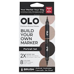 Olo Brush Dual-Tip Markers - Set of 8, Portrait, front of the packaging