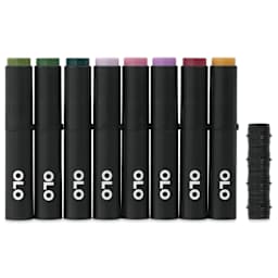 Olo Brush Dual-Tip Markers - Set of 8, Botanical, caps on