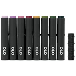 Olo Chisel Dual-Tip Markers - Set of 8, Botanical, caps on