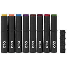 Olo Chisel Dual-Tip Markers - Set of 8, Comic, caps on