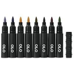 Olo Brush Dual-Tip Markers - Set of 8, Architecture, caps off