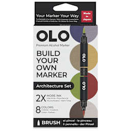 Olo Brush Dual-Tip Markers - Set of 8, Architecture, front of the packaging