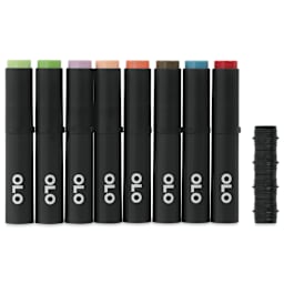 Olo Brush Dual-Tip Markers - Set of 8, Urban, caps on