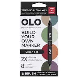 Olo Brush Dual-Tip Markers - Set of 8, Urban, front of the packaging